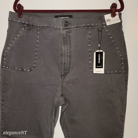 Express High Rise Studded Gray Legging Jeans Sz: 18 NWT - Picture 2 of 6